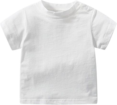 Kids Girls Boys Cotton Short Sleeve Solid Color Tee Shirts Crewneck Cute Summer for Toddler Baby Tops Undershirts in Kuwait