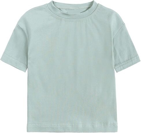Toddler Boys Girls Tees Short Sleeve Crewneck Cotton Solid T-Shirts Kids Comfort Soft Undershirt Tops Simple Clothes in Saudi Arabia