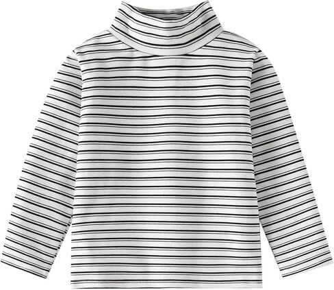 Boys Girls Turtleneck Shirt Long Sleeve Striped Pullover Tee, Winter Fall Soft Casual Undershirt Top Comfort Clothes in Saudi Arabia