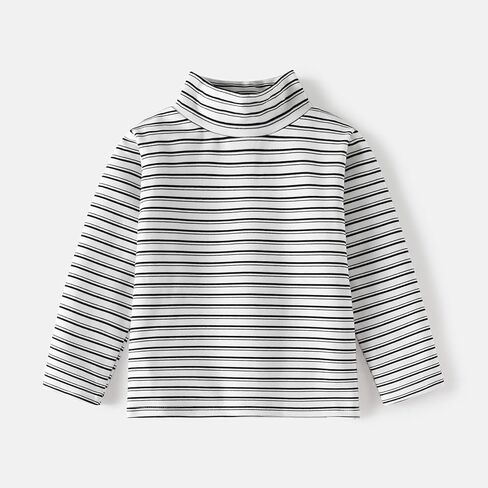 Boys Girls Turtleneck Shirt Long Sleeve Striped Pullover Tee, Winter Fall Soft Casual Undershirt Top Comfort Clothes in Saudi Arabia