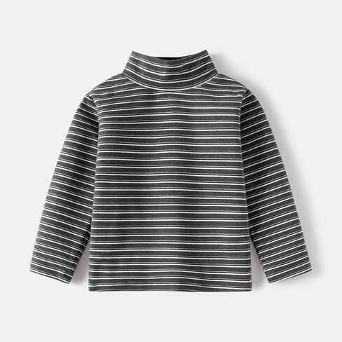 Boys Girls Turtleneck Shirt Long Sleeve Striped Pullover Tee, Winter Fall Soft Casual Undershirt Top Comfort Clothes in Saudi Arabia
