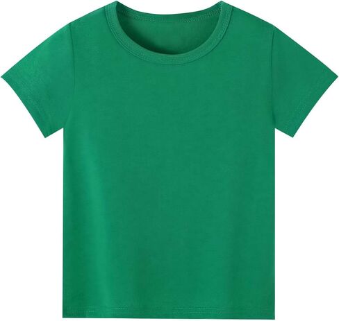 Kids' Tees Crewneck Solid T-Shirts Boys Girls Short Sleeve Toddler Comfort Soft T-Shirt Undershirt Tops in Saudi Arabia