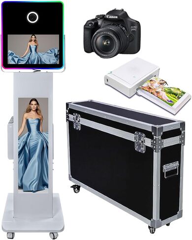 LCD Camera Photo كشك مع 15.6 "مرآة اللمس شاشة التحكم مرآة صورة مرآة صورة شخصية Selfie Station Shell Stand DIY Machine مع ضوء RGB (كشك الصور+طابعة مصغرة) in Kuwait