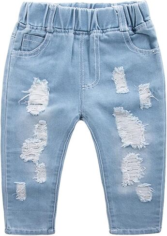 EISHOW Little Boys Jeans Shorts, 1-7 Years Toddler Baby Summer Casual Elastic Waist Ripped Denim Shorts Pockets Pull up Pants in Kuwait
