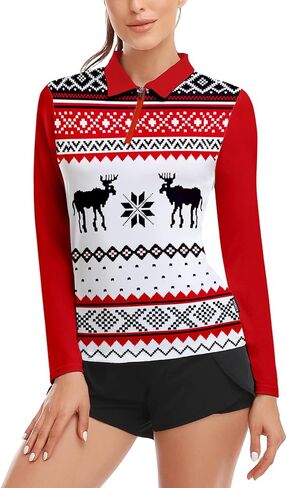 Womens Long Sleeve Golf Shirts Print Golf Tops Athletic Moisture Wicking Tennis Shirts Golf Clothing in Kuwait