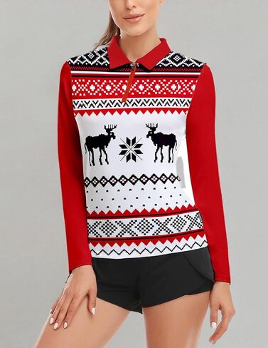 Womens Long Sleeve Golf Shirts Print Golf Tops Athletic Moisture Wicking Tennis Shirts Golf Clothing in Kuwait