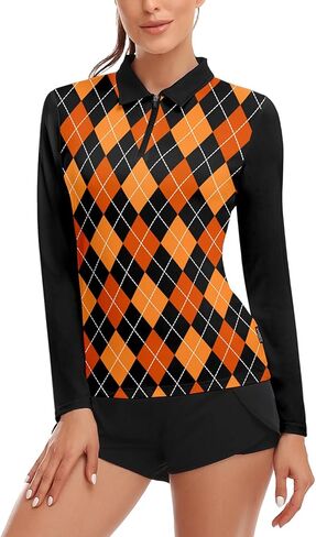 Womens Long Sleeve Golf Shirts Print Golf Tops Athletic Moisture Wicking Tennis Shirts Golf Clothing in Kuwait