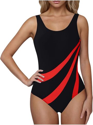 Women's One Piece Swimsuits Tummy Control High Waisted Bathing Suit Wrap Tank Swimsuit Color Block Slimming Swimwear in Saudi Arabia