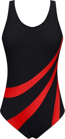 Women's One Piece Swimsuits Tummy Control High Waisted Bathing Suit Wrap Tank Swimsuit Color Block Slimming Swimwear in Saudi Arabia