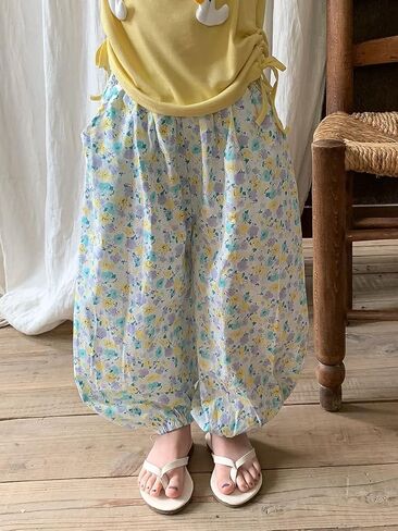 Girls Pants Baggy Cotton Pull Up Kids Harem Pants 2-10Y in Kuwait