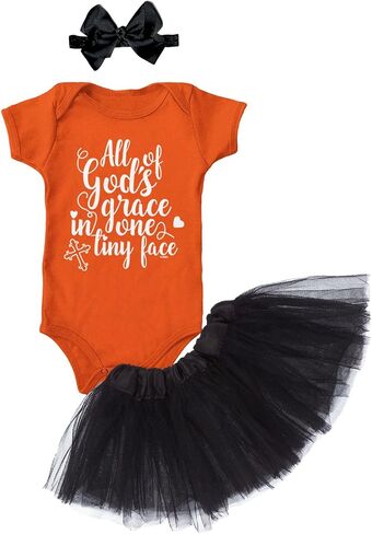 Tcombo All Of God's Grace In One Tiny Face Baby Bodysuit + Tutu Skirt + Bow Headband Set in Saudi Arabia