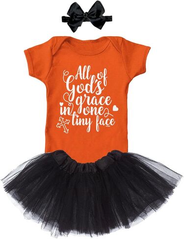 Tcombo All Of God's Grace In One Tiny Face Baby Bodysuit + Tutu Skirt + Bow Headband Set in Saudi Arabia