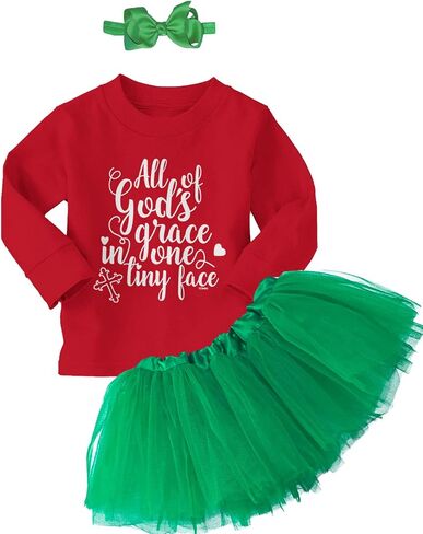 Tcombo All Of God's Grace In One Tiny Face Baby Bodysuit + Tutu Skirt + Bow Headband Set in Saudi Arabia