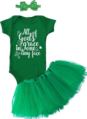 Tcombo All Of God's Grace In One Tiny Face Baby Bodysuit + Tutu Skirt + Bow Headband Set in Saudi Arabia