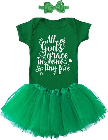 Tcombo All Of God's Grace In One Tiny Face Baby Bodysuit + Tutu Skirt + Bow Headband Set in Saudi Arabia