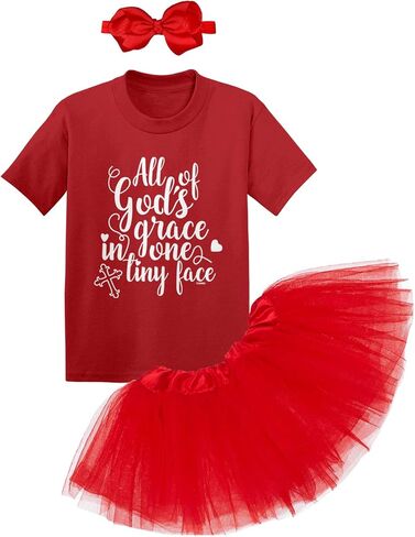 Tcombo All Of God's Grace In One Tiny Face Baby Bodysuit + Tutu Skirt + Bow Headband Set in Saudi Arabia