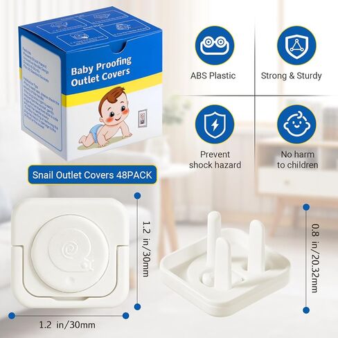 Outlet Covers Baby Proofing, 60 Pack Child Proof Plug Socket Covers Electric Plug Protectors Safety Caps with Hidden Pull Handle, for US 3-Prong, Classic in Kuwait
