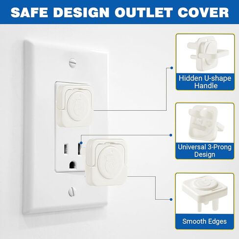 Outlet Covers Baby Proofing, 60 Pack Child Proof Plug Socket Covers Electric Plug Protectors Safety Caps with Hidden Pull Handle, for US 3-Prong, Classic in Kuwait