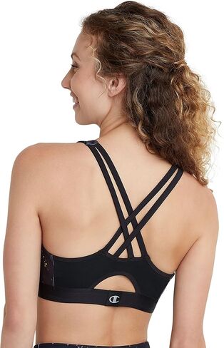 Champion Women's The Absolute Eco Strappy Bra, Sport Paint Splatter Black, Small in Saudi Arabia