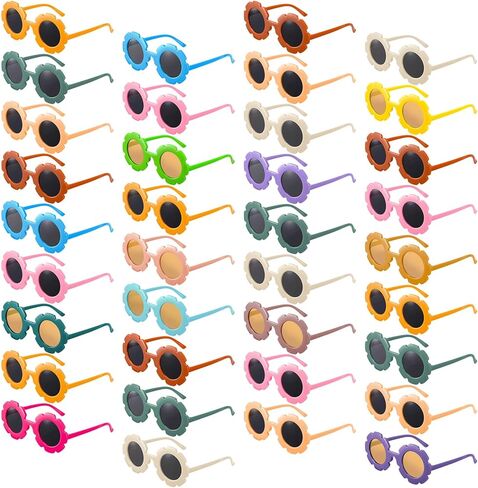 36 Pairs Kids Flower Sunglasses Round Girls Toddler Flower Sunglasses Cute Baby Sunglasses Outdoor Beach Eyewear for Boys Girls Infant Party Favors in Kuwait