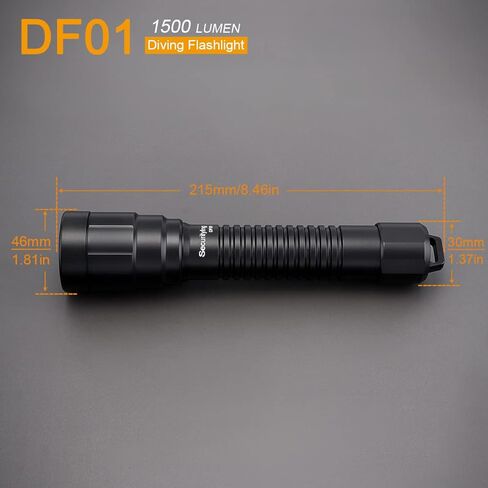 مصباح غوص DFM01 1800LM من SecurityIng، مصباح غوص مقاوم للماء IPX8، تحكم مغناطيسي، 5 أوضاع ضوء غوص، مصباح يدوي تحت الماء قابل لإعادة الشحن للغطس ورحلات الغوص in Saudi Arabia