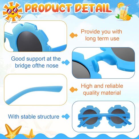 36 Pairs Kids Flower Sunglasses Round Girls Toddler Flower Sunglasses Cute Baby Sunglasses Outdoor Beach Eyewear for Boys Girls Infant Party Favors in Kuwait