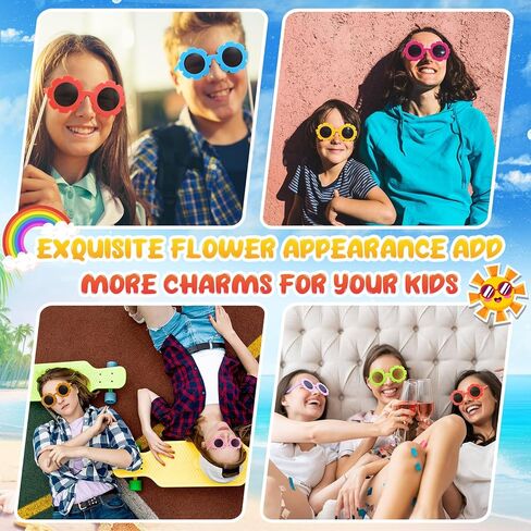 36 Pairs Kids Flower Sunglasses Round Girls Toddler Flower Sunglasses Cute Baby Sunglasses Outdoor Beach Eyewear for Boys Girls Infant Party Favors in Kuwait
