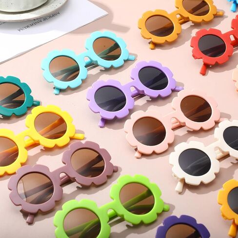 36 Pairs Kids Flower Sunglasses Round Girls Toddler Flower Sunglasses Cute Baby Sunglasses Outdoor Beach Eyewear for Boys Girls Infant Party Favors in Kuwait