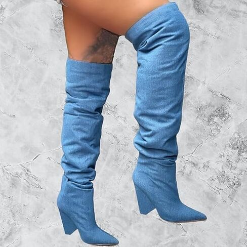 Liliana Women's Over The Knee Thigh High Wedge Heel Boots in Saudi Arabia