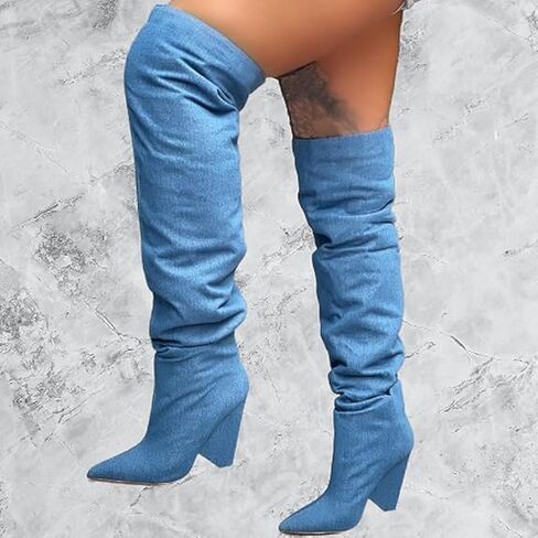 Liliana Women's Over The Knee Thigh High Wedge Heel Boots in Saudi Arabia