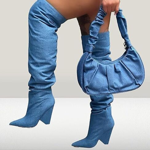 Liliana Women's Over The Knee Thigh High Wedge Heel Boots in Saudi Arabia