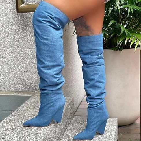 Liliana Women's Over The Knee Thigh High Wedge Heel Boots in Saudi Arabia