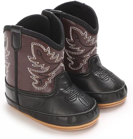 Baby Cowboy Boots Western Boots Toddler Cowboy Bootie Soft Sole Non-Slip Crib Shoes for Infant Boys Girls 0-18 Months in Saudi Arabia