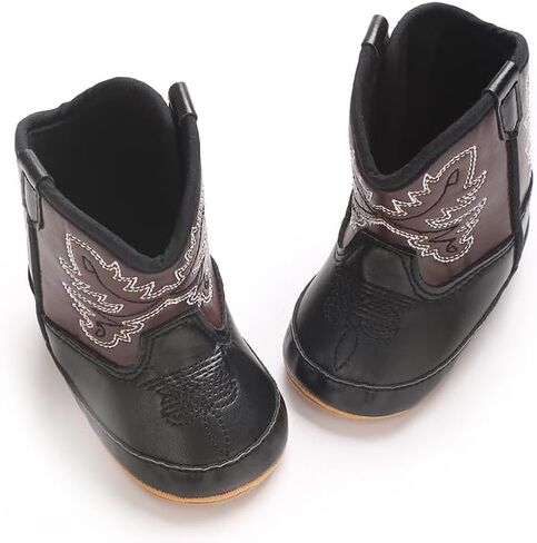 Baby Cowboy Boots Western Boots Toddler Cowboy Bootie Soft Sole Non-Slip Crib Shoes for Infant Boys Girls 0-18 Months in Saudi Arabia