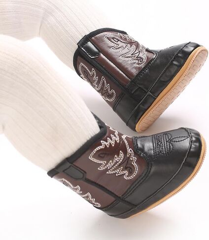 Baby Cowboy Boots Western Boots Toddler Cowboy Bootie Soft Sole Non-Slip Crib Shoes for Infant Boys Girls 0-18 Months in Saudi Arabia