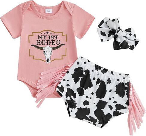 Kayotuas Western Girl Girl Clothes Summer Cowgirl Adtits My First Rodo Romper Cow Print Bloomer Shorts The Devel 3 Beats Set in Saudi Arabia