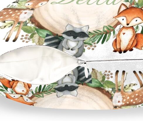 Personalized Baby Name Nursery Throw Pillow Cover for Baby Boy Girl Gift Custom Pillow with Name Personaized Throw Pillow Cove Sofa Couch Cushion Home Decor Pillow - Woodland Animals in Kuwait