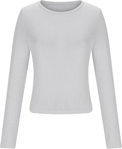 Long Sleeve Shirts for Women Petite Casual Basic Going Out Tops Workout Slim Fit Y2K Tops Crew Neck Tight T Shirts in Saudi Arabia