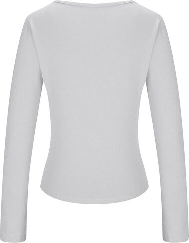 Long Sleeve Shirts for Women Petite Casual Basic Going Out Tops Workout Slim Fit Y2K Tops Crew Neck Tight T Shirts in Saudi Arabia