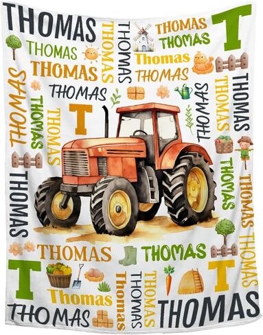 Personalized Baby Blanket for Girls Boys - Custom Tractor Truck Blanket,Swaddle Throw for Toddlers Infants Newborns Nursery Stroller Crib,30"x40"-Toddlers/Pets Size in Saudi Arabia