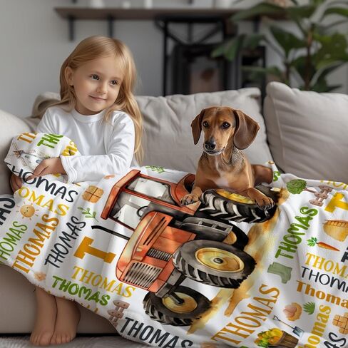 Personalized Baby Blanket for Girls Boys - Custom Tractor Truck Blanket,Swaddle Throw for Toddlers Infants Newborns Nursery Stroller Crib,30"x40"-Toddlers/Pets Size in Saudi Arabia