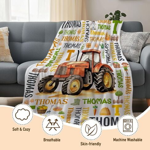 Personalized Baby Blanket for Girls Boys - Custom Tractor Truck Blanket,Swaddle Throw for Toddlers Infants Newborns Nursery Stroller Crib,30"x40"-Toddlers/Pets Size in Saudi Arabia