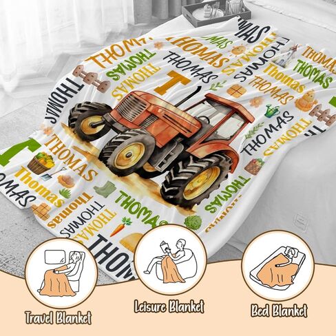 Personalized Baby Blanket for Girls Boys - Custom Tractor Truck Blanket,Swaddle Throw for Toddlers Infants Newborns Nursery Stroller Crib,30"x40"-Toddlers/Pets Size in Saudi Arabia