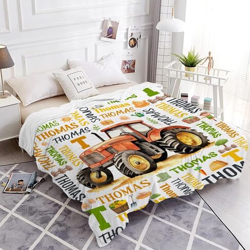 Personalized Baby Blanket for Girls Boys - Custom Tractor Truck Blanket,Swaddle Throw for Toddlers Infants Newborns Nursery Stroller Crib,30"x40"-Toddlers/Pets Size in Saudi Arabia