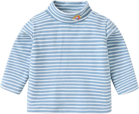 Toddler Baby Boys Girls Turtleneck Shirt Long Sleeve Striped Pullover Top Casual Winter Undershirts, Fall Comfy Outfit in Saudi Arabia