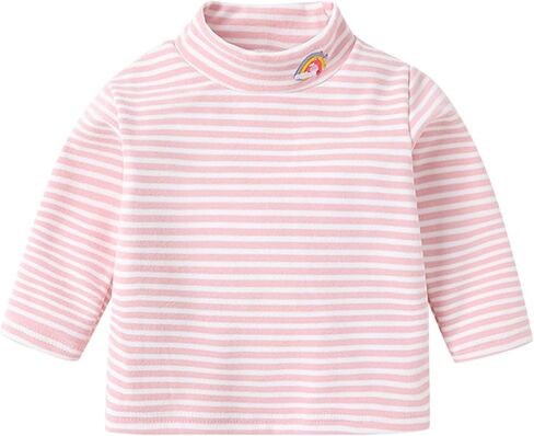 Toddler Baby Boys Girls Turtleneck Shirt Long Sleeve Striped Pullover Top Casual Winter Undershirts, Fall Comfy Outfit in Saudi Arabia