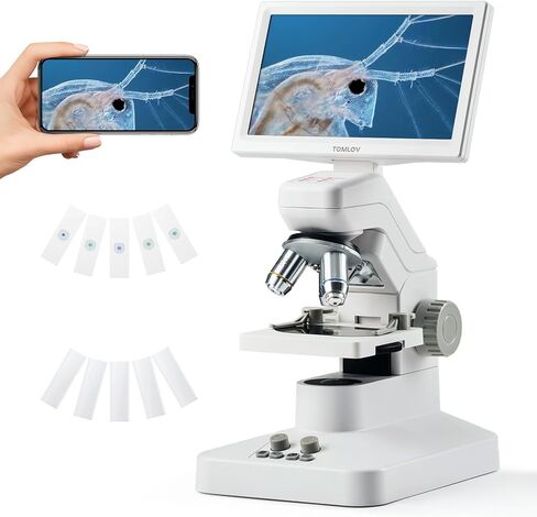 Tomlov DM301 Pro Biological Microscope 1200x: 7 "مجهر رقمي LCD مع إخراج USB و HDMI ، متوافق مع iPhone و Android و Mac & Windows - رائع للبالغين ، استخدام Hobby Kids & STEM in Saudi Arabia
