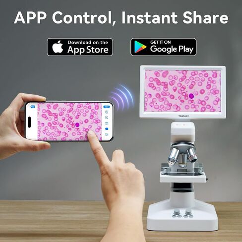 Tomlov DM301 Pro Biological Microscope 1200x: 7 "مجهر رقمي LCD مع إخراج USB و HDMI ، متوافق مع iPhone و Android و Mac & Windows - رائع للبالغين ، استخدام Hobby Kids & STEM in Saudi Arabia