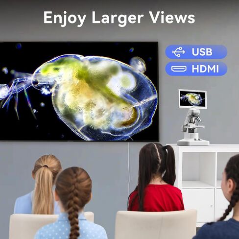 Tomlov DM301 Pro Biological Microscope 1200x: 7 "مجهر رقمي LCD مع إخراج USB و HDMI ، متوافق مع iPhone و Android و Mac & Windows - رائع للبالغين ، استخدام Hobby Kids & STEM in Saudi Arabia