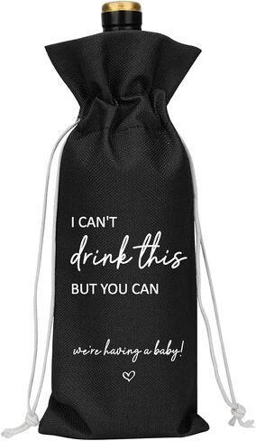 （Black） I Cant Drink This But You Can Pregnancy Announcement for Grandparents Aunt Parents New Mom Dad Pregnancy Announcement Wine Bag in Kuwait
